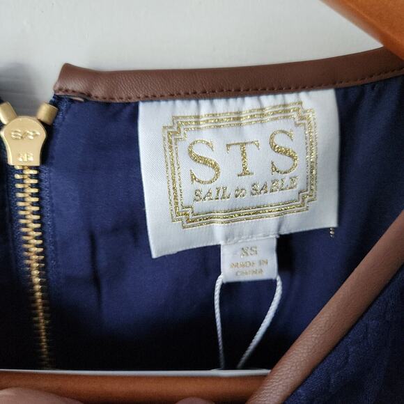 NEW SAIL to SABLE Bell Sleeve Midi Dress | Navy Blue | XS - Picture 2 of 4